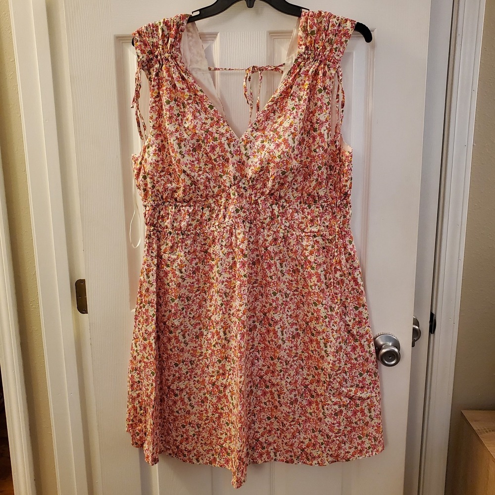 Time and Tru sz XXL 20 pink floral‎ slvless sundress Spring Summer Beach Resort
